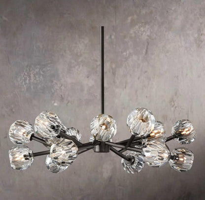 Crystal Sphere Clear Glass Round Chandelier 36"