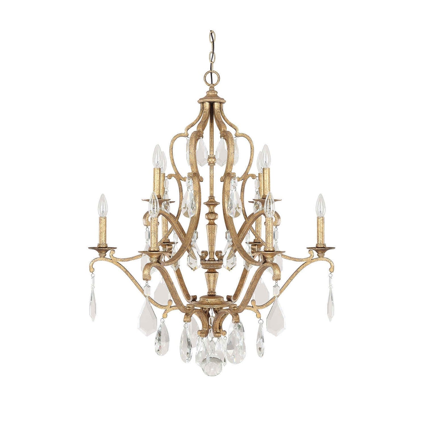 Fixture Company Blakely Antique Gold 10 Light Chandelier with Crystals