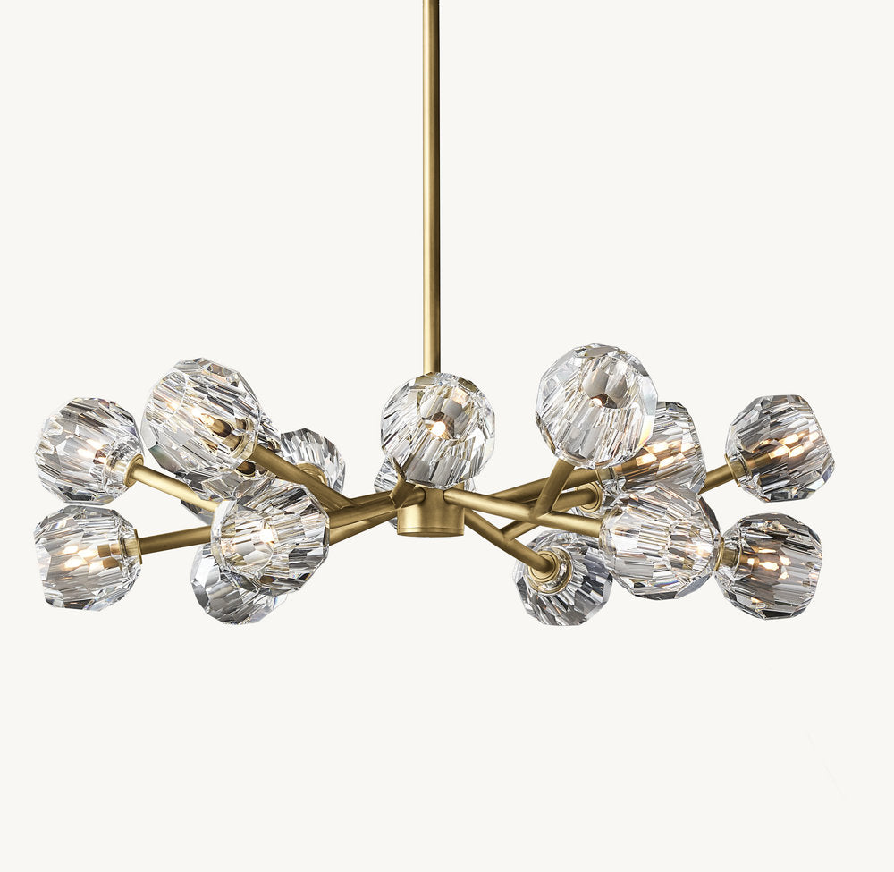 Crystal Sphere Clear Glass Round Chandelier 36"