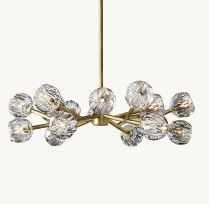Crystal Sphere Clear Glass Round Chandelier 36"