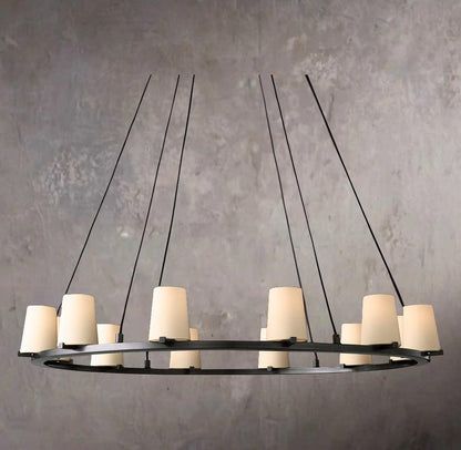 Pauillacs Upholstered Fabric Shade Round Chandelier 48"