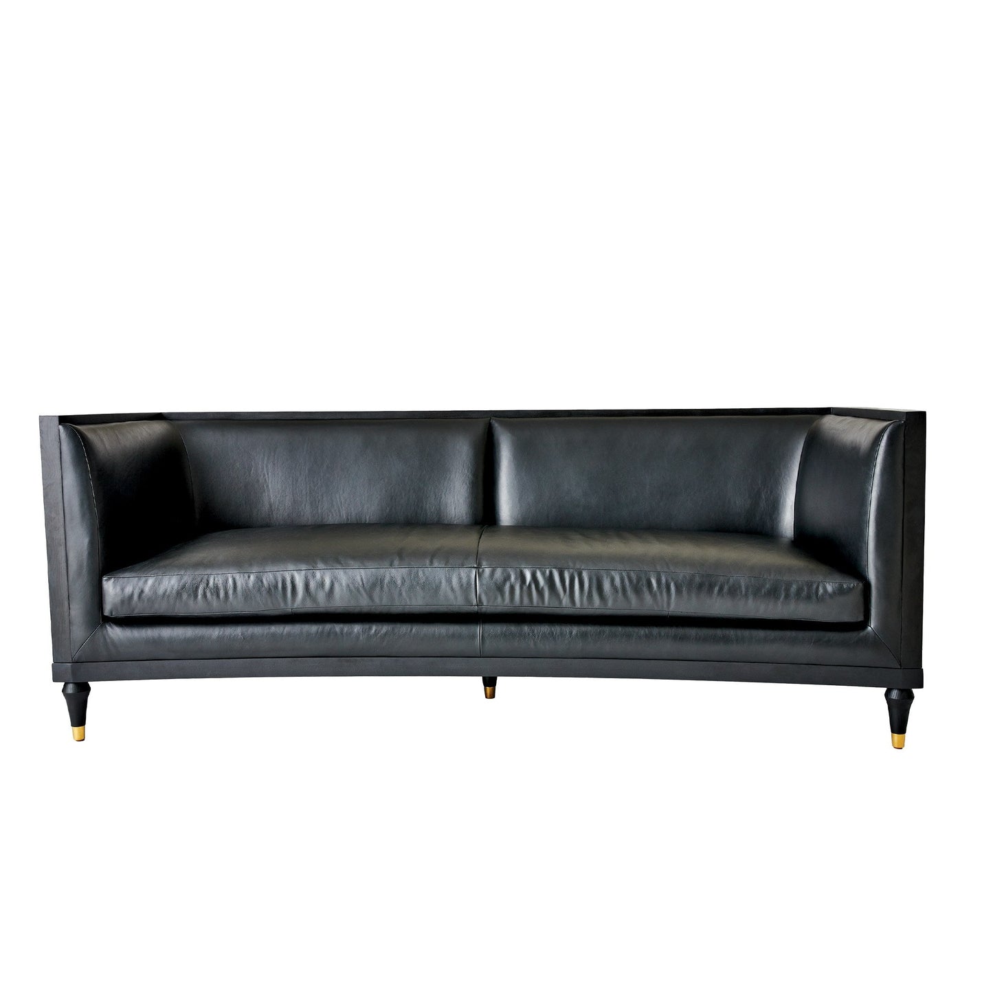 Global Views Black Leather Arc Sofa