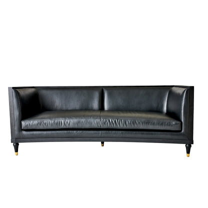 Global Views Black Leather Arc Sofa