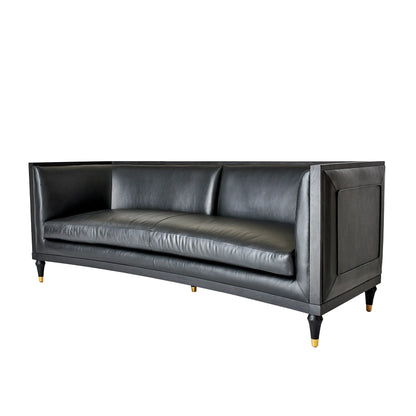 Global Views Black Leather Arc Sofa