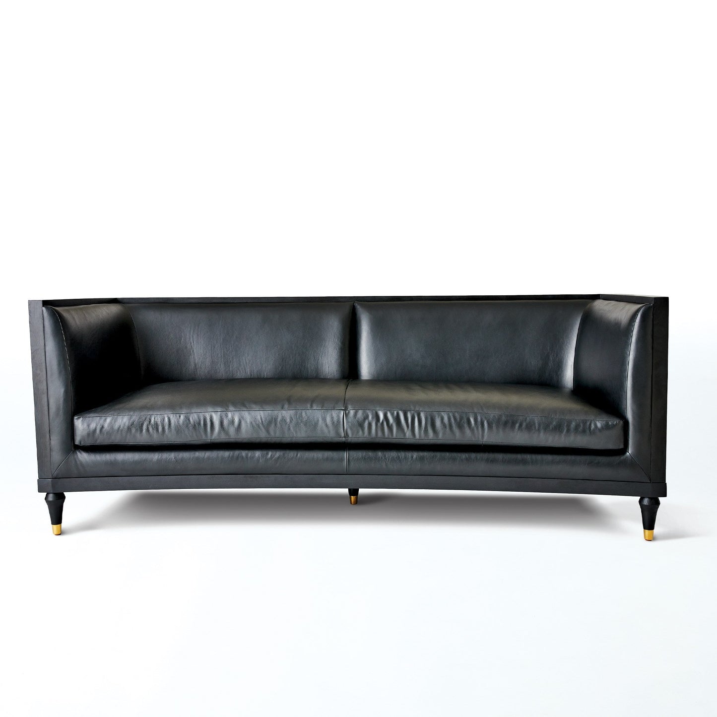 Global Views Black Leather Arc Sofa