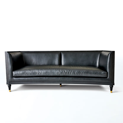 Global Views Black Leather Arc Sofa