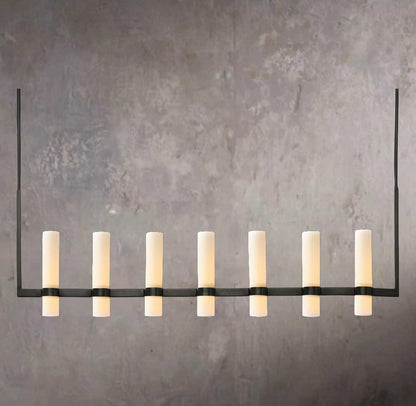 Ravelles Straight Milk Glass Chandelier 59"