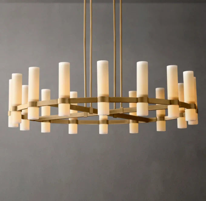 Ravelle Round Milk Glass Chandelier 48"