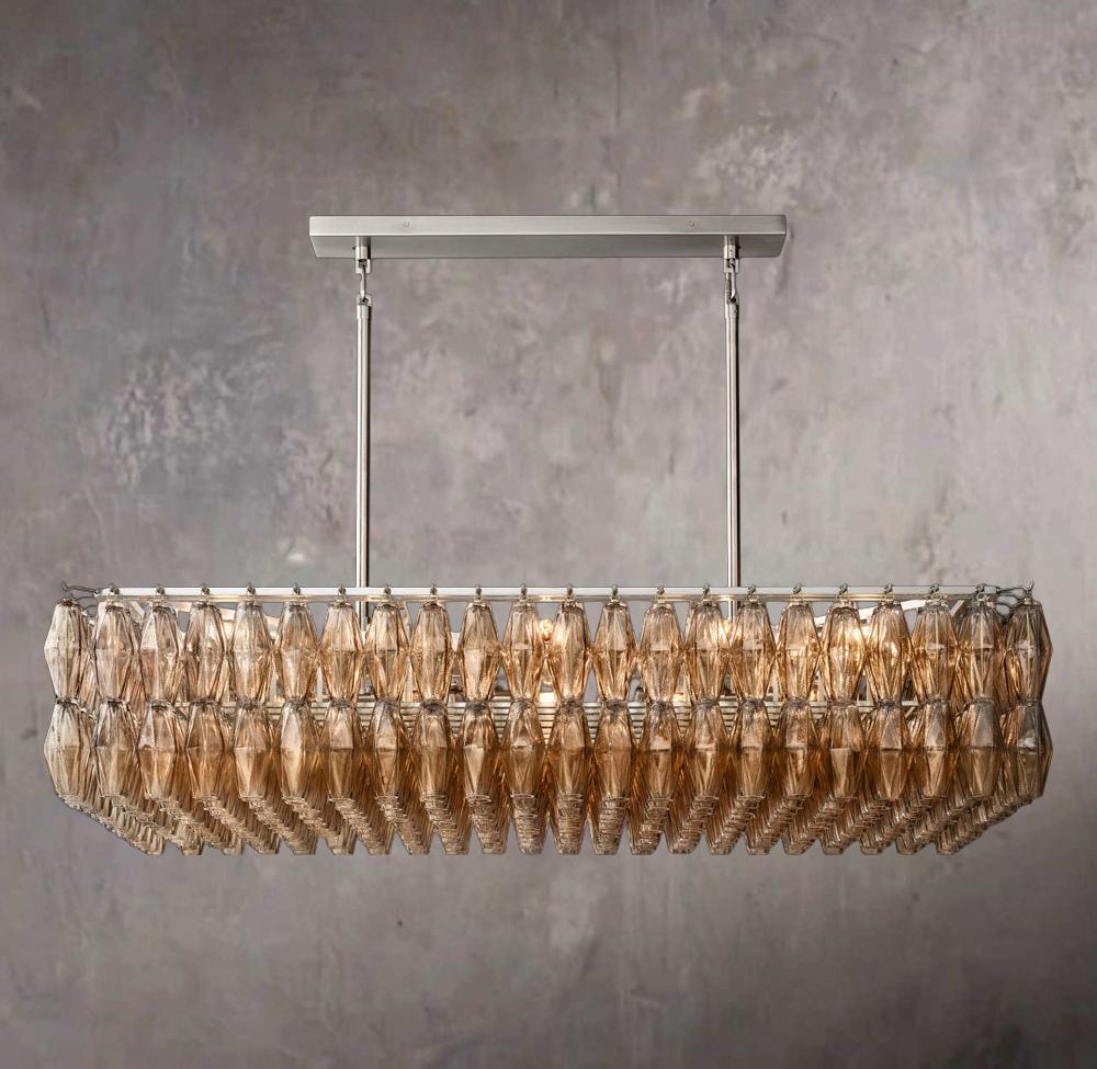 Chiara Rectangular Smoke Glass 54" Chandelier