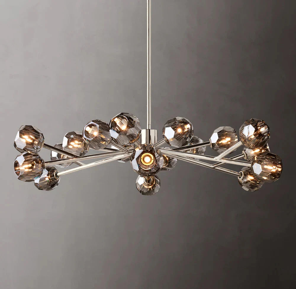 Crystal Globe Smoked Glass Circular Chandelier 48"