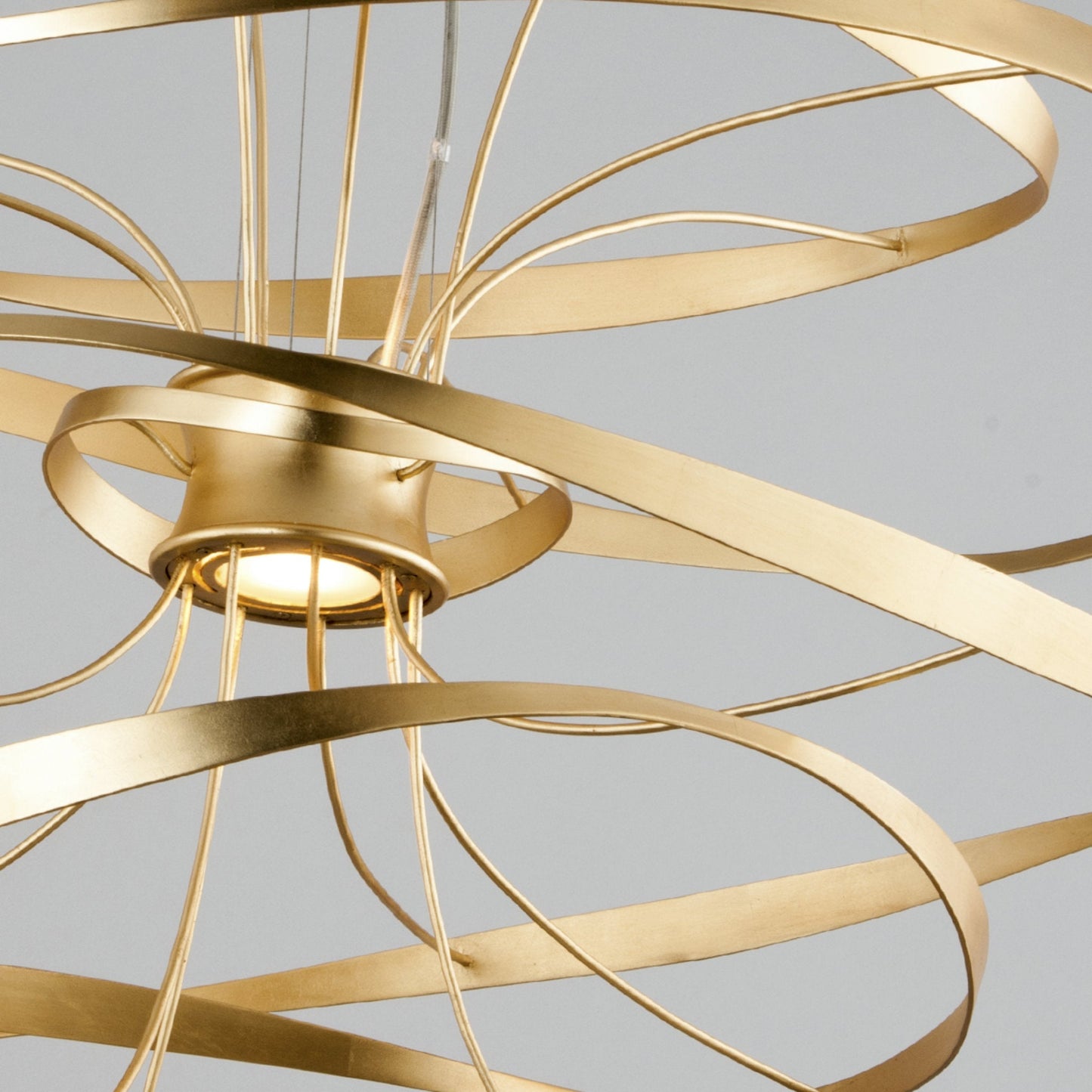 Calligraphy 2-Light Chandelier in Gold Leaf W Polished Stainless 26L x 26W x 24H
