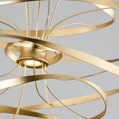 Calligraphy 2-Light Chandelier in Gold Leaf W Polished Stainless 26L x 26W x 24H