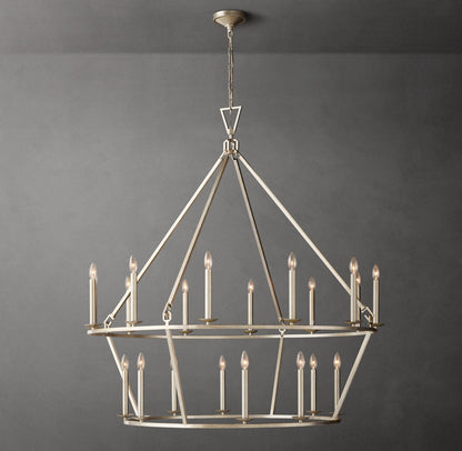19TH C. ENGLISH OPENWORK TWO-TIER ROUND CHANDELIER 50"
