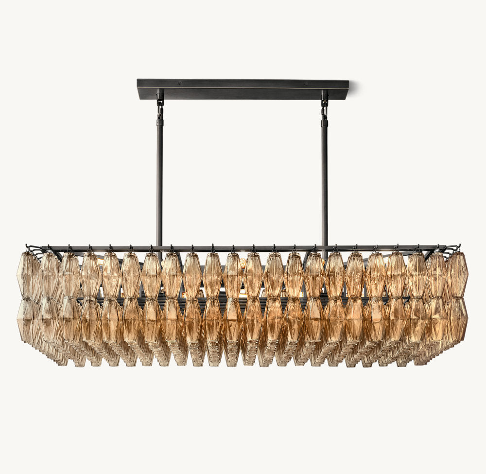 Chiara Rectangular Smoke Glass 54" Chandelier