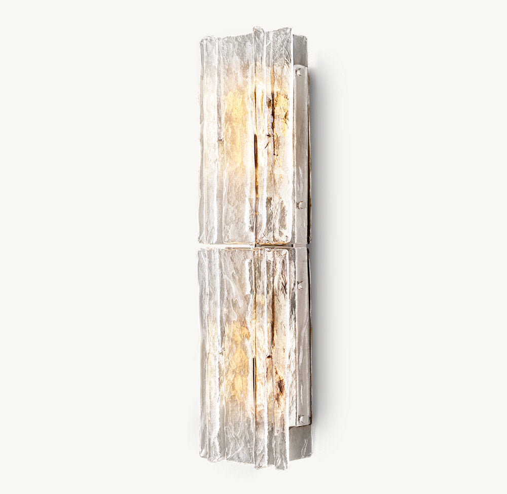 Grid Pattern Clear Glass Wall Sconce 30"