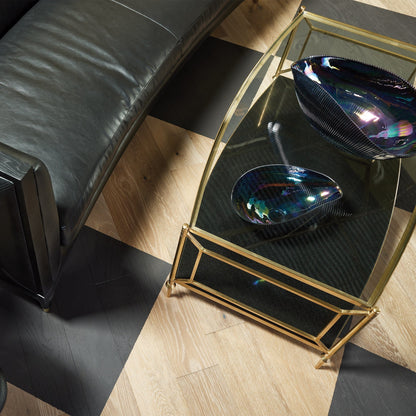 Global Views Black Leather Arc Sofa