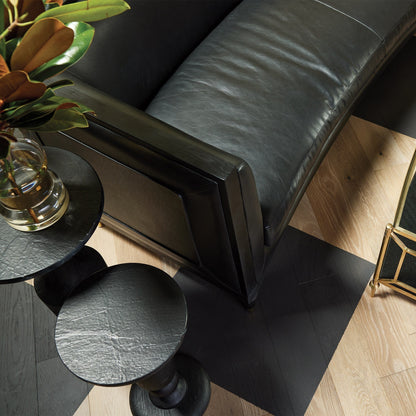 Global Views Black Leather Arc Sofa