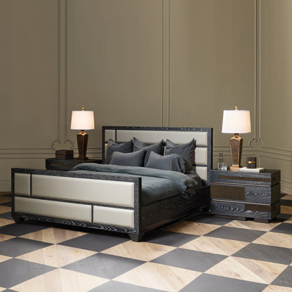 Global Views Bed Black Cerused Oak Brazil Bed