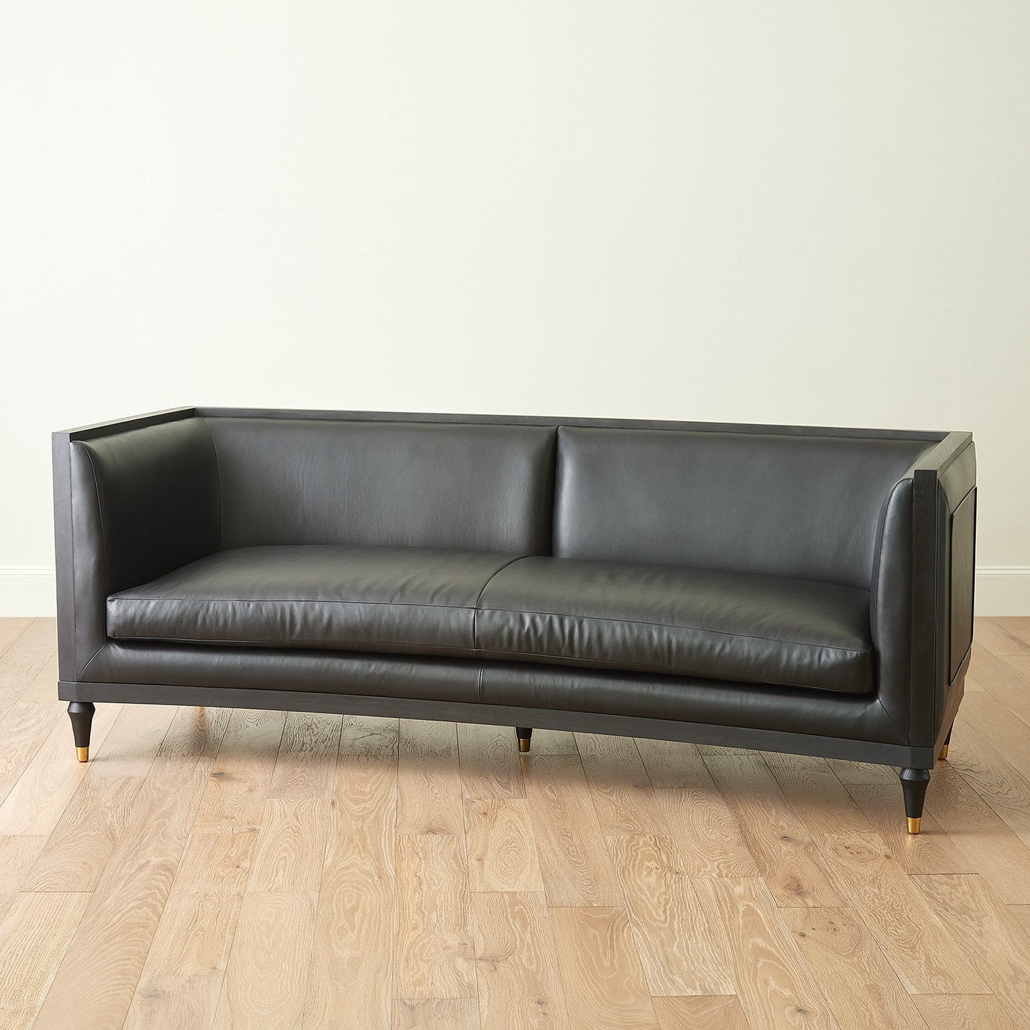 Global Views Black Leather Arc Sofa