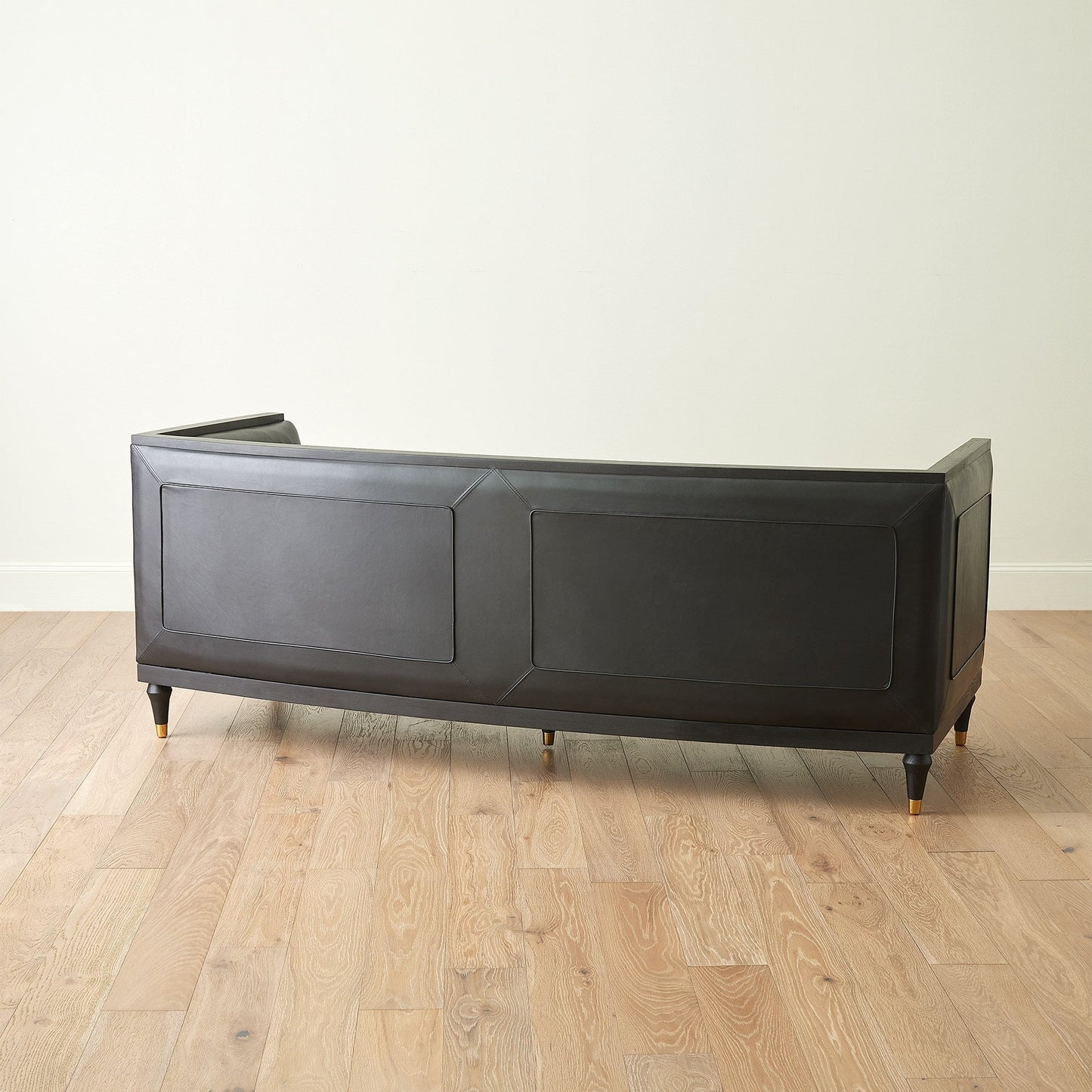 Global Views Black Leather Arc Sofa