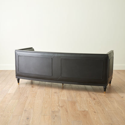 Global Views Black Leather Arc Sofa