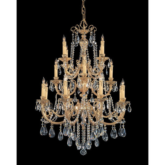 Etta Olde Brass Sixteen-Light Crystal Chandelier