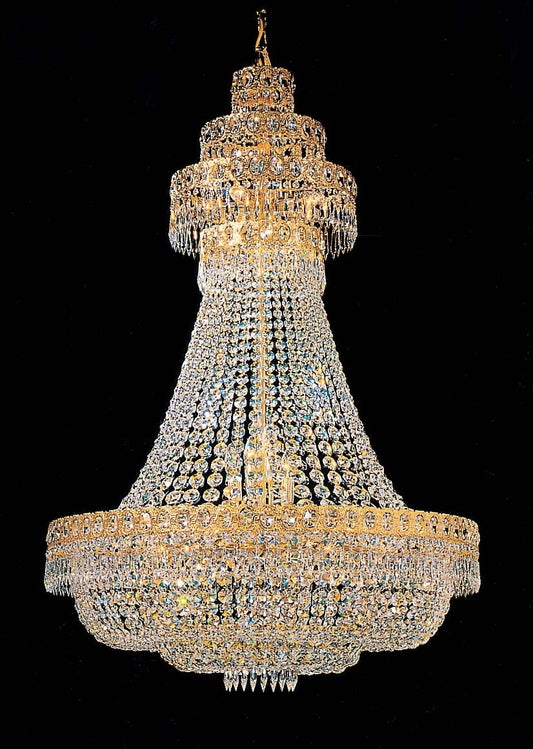 Entryway/ foyer large crystal chandelier in gold plated finish
