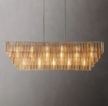 Sirene Clear Glass Rectangular Chandelier 77"