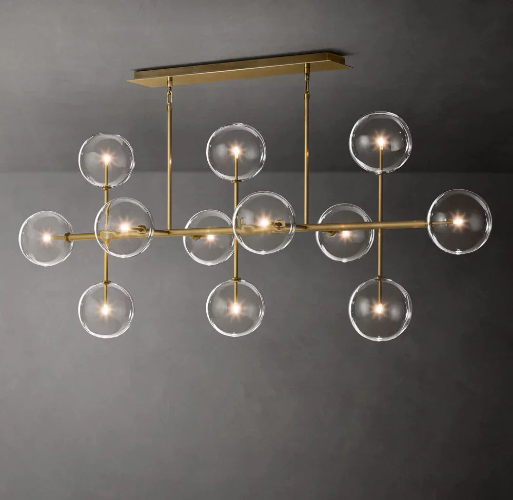 Glass Orbital Mobile Linear Chandelier