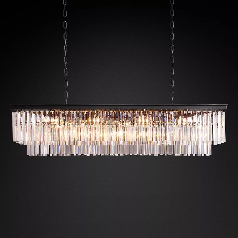 Ryalin Rectangular Glass Chandelier 59"
