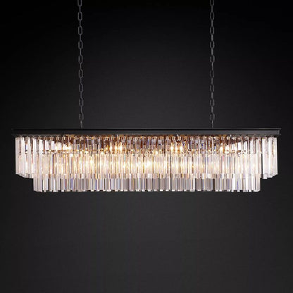 Ryalin Rectangular Glass Chandelier 59"
