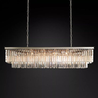 Ryalin Rectangular Glass Chandelier 59"