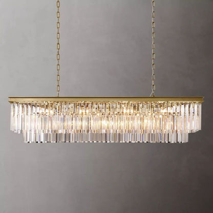Ryalin Rectangular Glass Chandelier 59"