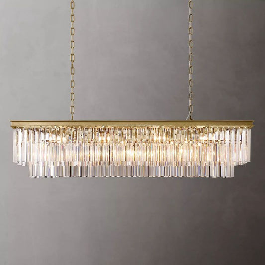 Ryalin Rectangular Glass Chandelier 59"