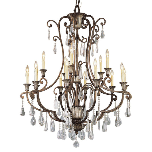 Crystal Flair Fifteen-Light Crystal Chandelier with Crystal