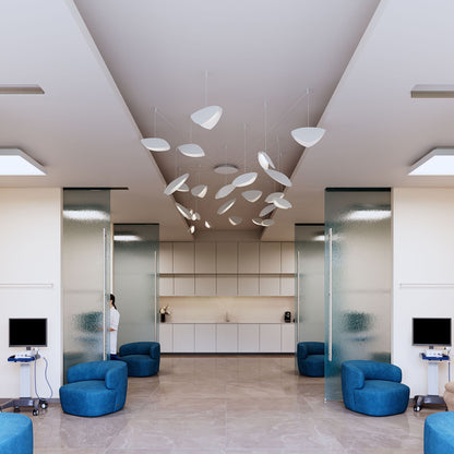Papillons??36"W Satin White 24-Light LED Pendant Light