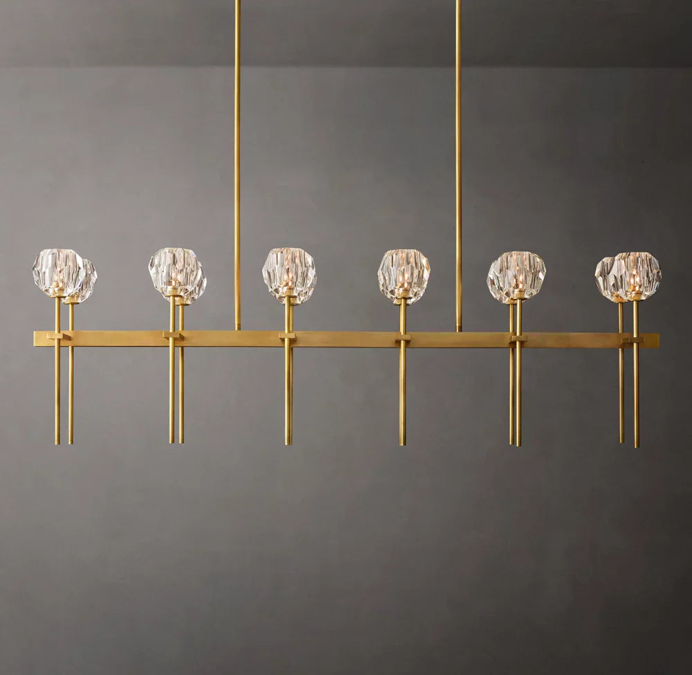 Boule De Cristal Clear Glass Double Linear Chandelier 60"