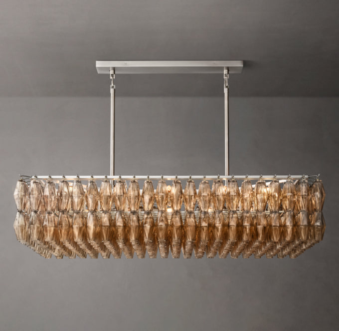 Chiara Rectangular Smoke Glass 54" Chandelier