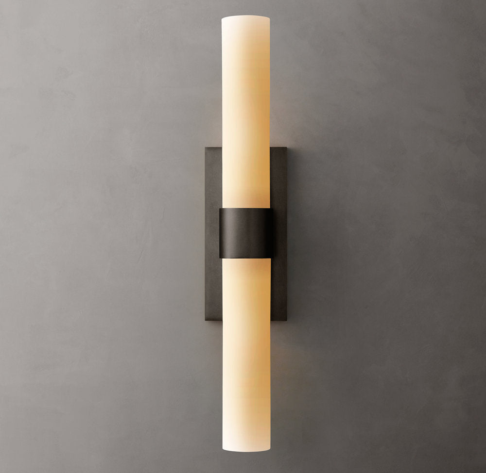 Ravelles Opal Milk Glass Linear Wall Sconce