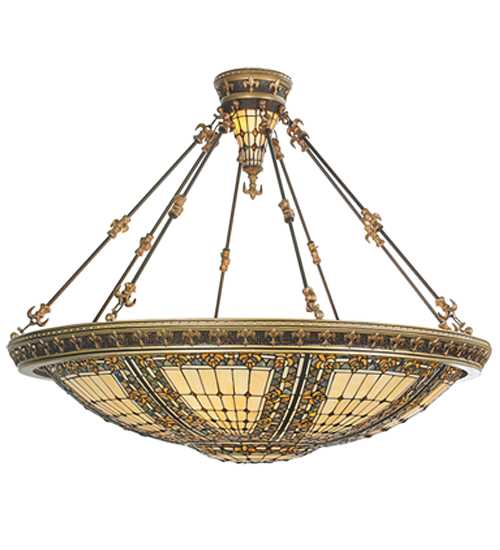 10 Light 45" Wide Pendant with Handmade Shade
