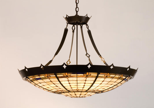 Stained Glass / Tiffany Six Light Bowl Pendant from the Fleurs Collection