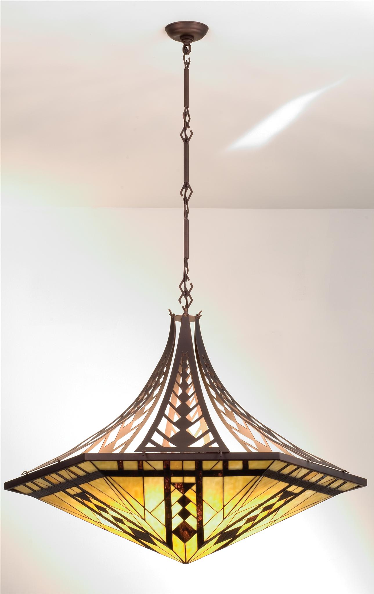 Stained Glass / Tiffany Six Light Bowl Pendant from the Mesa Mission Collection