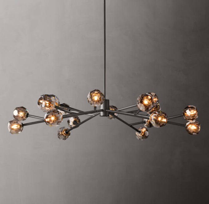Crystal Sphere Tinted Glass Circular Chandelier 60"