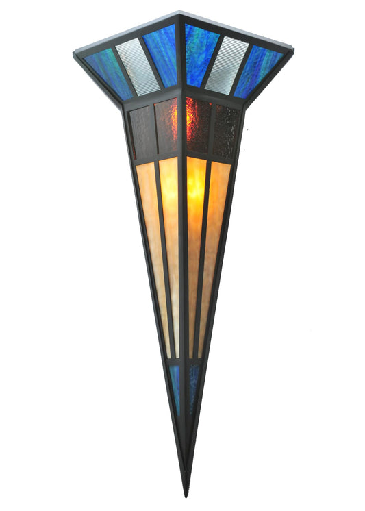 Polaris 18" Wide 2 Light Wall Washer with Stained Glass Shade