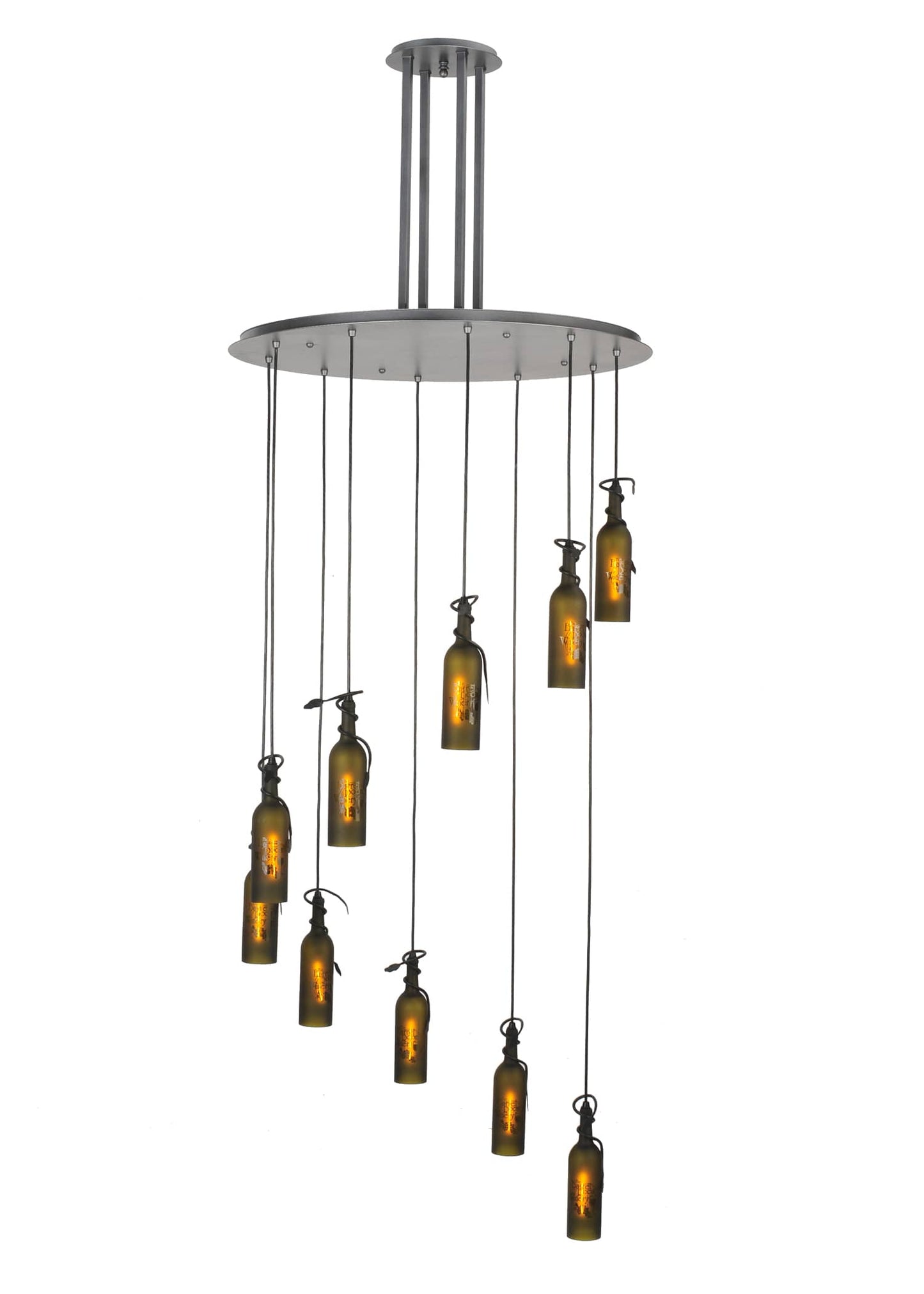 10 Light 36" Wide Multi Light Pendant with Handmade Shade