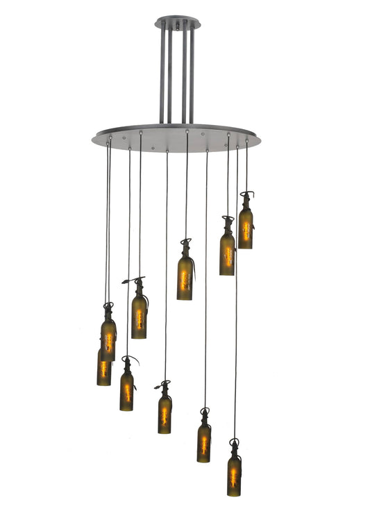 10 Light 36" Wide Multi Light Pendant with Handmade Shade