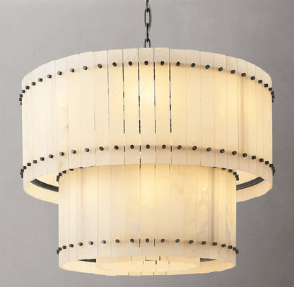 San Marco Alabaster Round Tiered Chandelier 37"