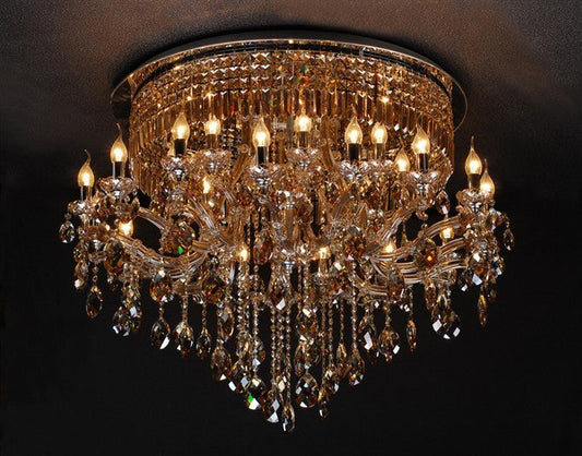 24 traditional crystal flush mount in cognac color