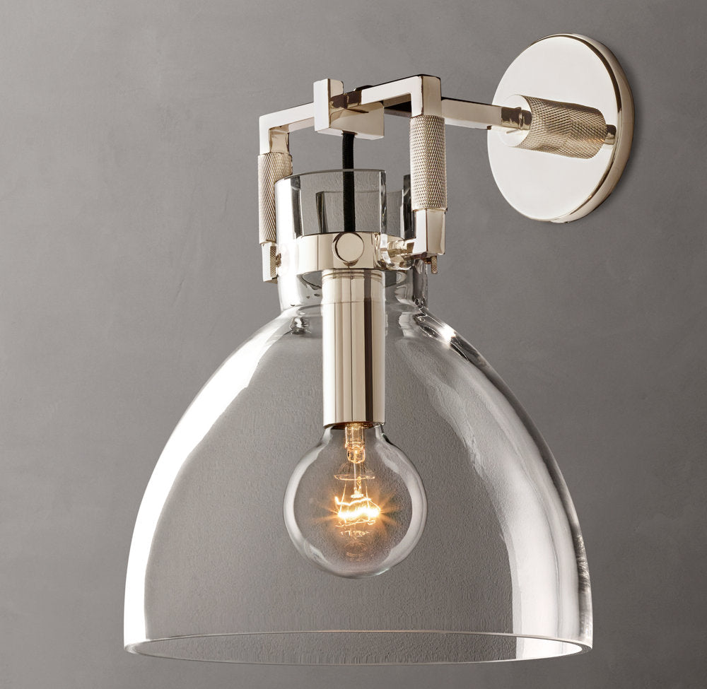 Machinist Glass Cloche Sconce 10"