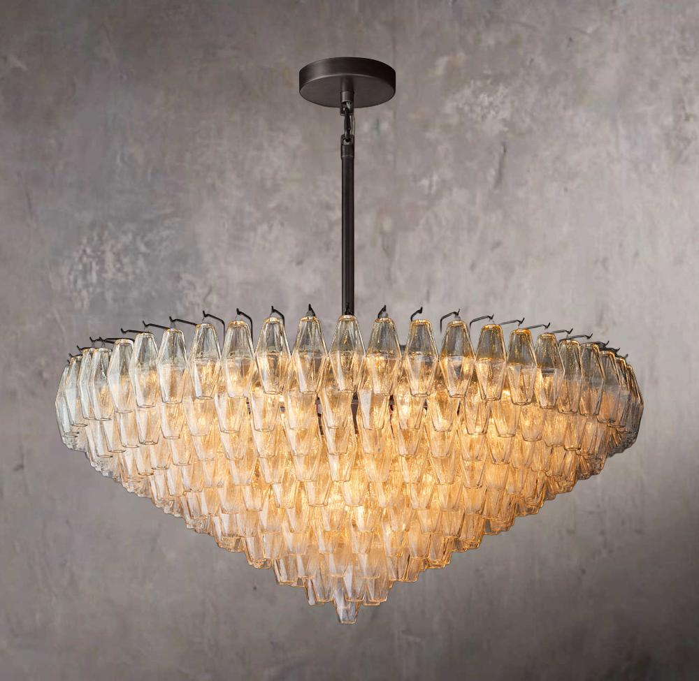 Chiara Transparent Glass Layered Circular Chandelier 47"